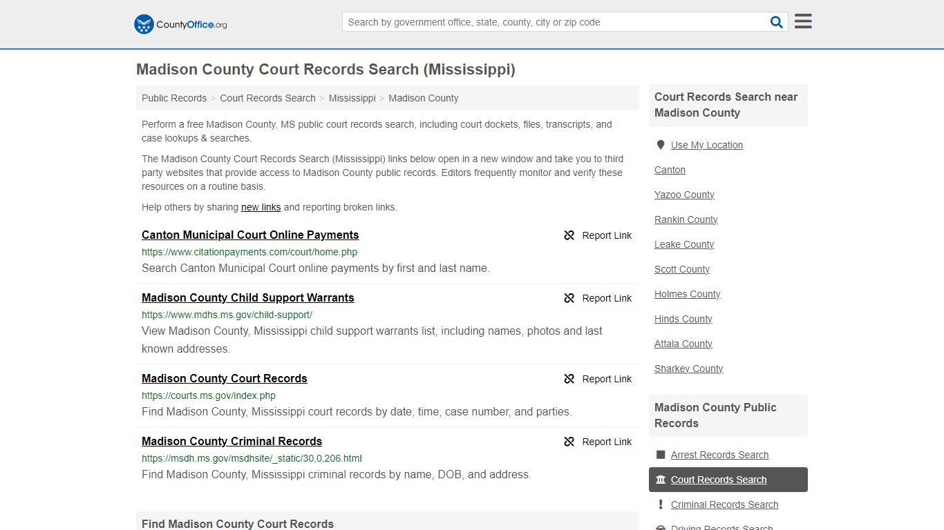 Madison County Court Records Search (Mississippi) - County Office