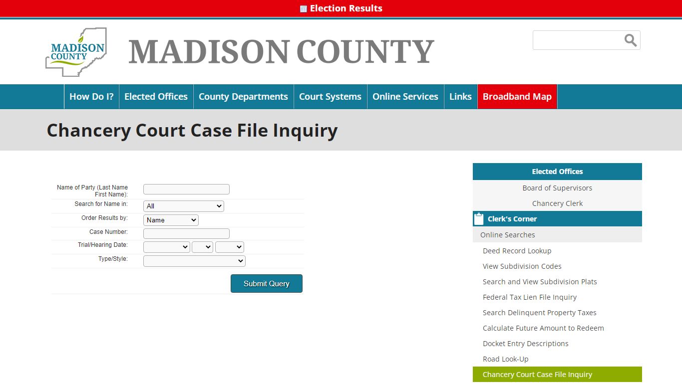 Chancery Court Case File Inquiry | Madison County Mississippi