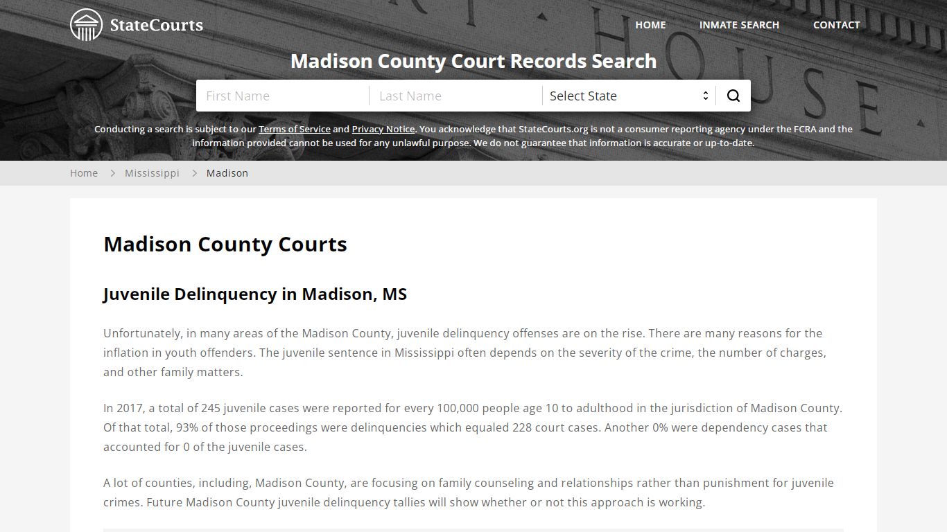 Madison County, MS Courts - Records & Cases - StateCourts
